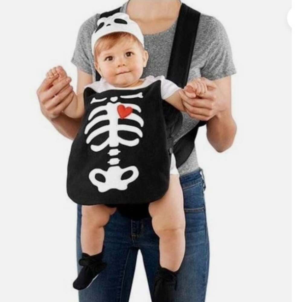 Skeleton Cover, Hat & Booties Plush 4 Pc Halloween Costume 6-24 mths